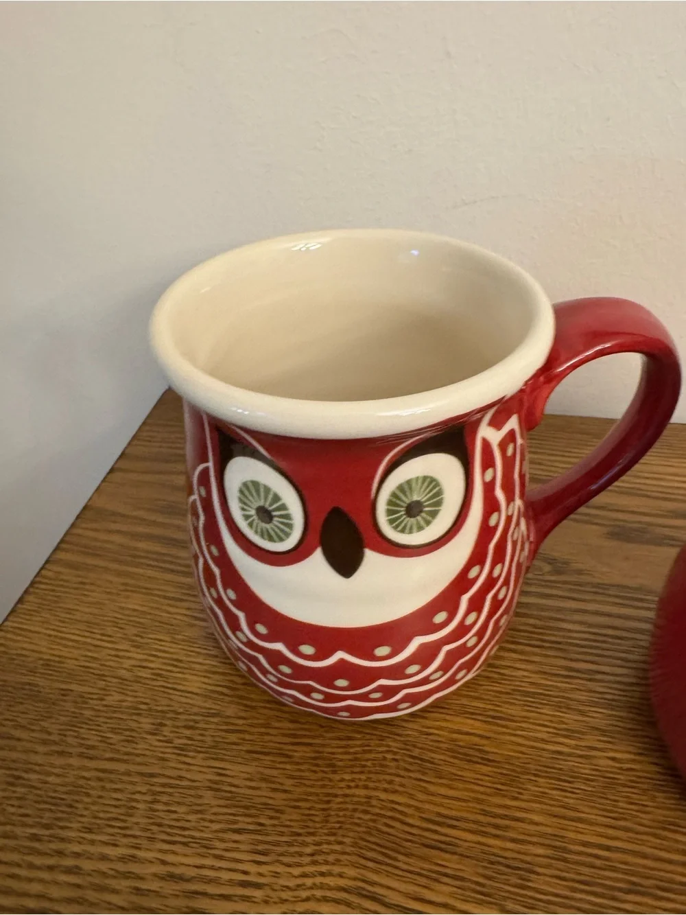 Katie Brown Red Owl Ceramic Coffee Mugs - Set of 2